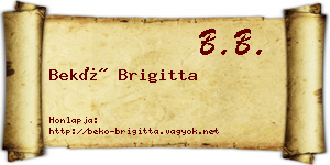 Bekő Brigitta névjegykártya